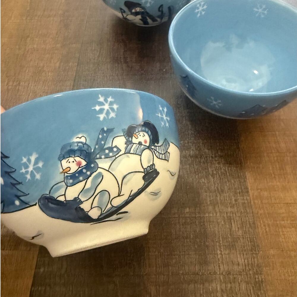Hidden Valley Canterbury Potteries Snowman Bowls Set of 3 Winter Holiday